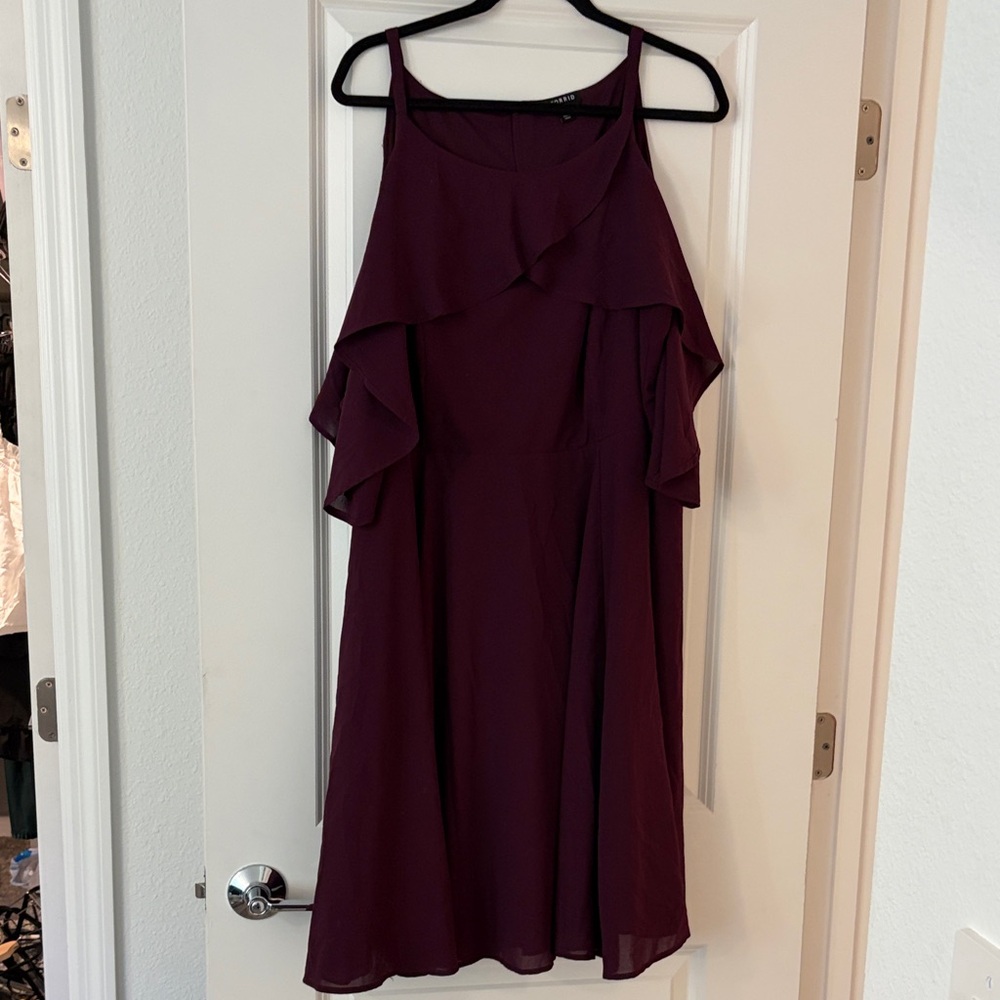 Torrid Ruffled Midi Dress in Deep Purple